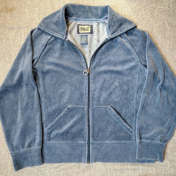 Everlast Tops - Everlast Training Sweatshirt Women's Size Small Blue Full Zip Velvet Performance